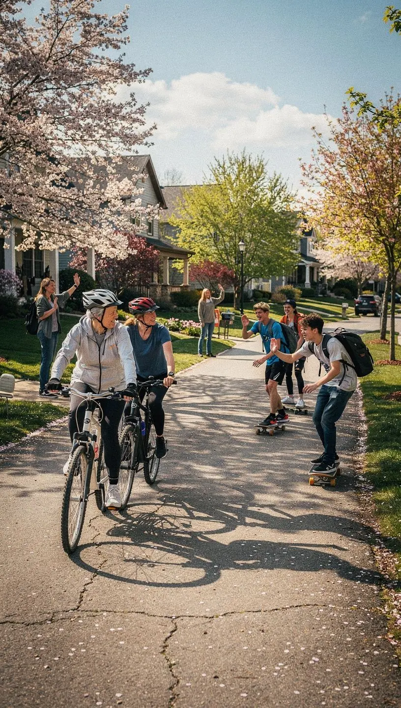Community garden thriving in vibrant neighborhood setting